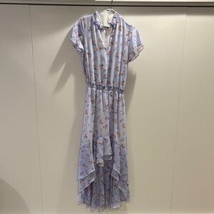1. State Sky Blue Floral High Low Dress